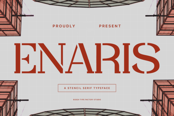 Enaris Font: Bold Stencil Serif for Campaign Visuals